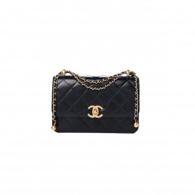 CHANEL MASTER CALFSKIN QUILTED MINI PERFECT FIT FLAP BLACK (22*14.5*8cm) 